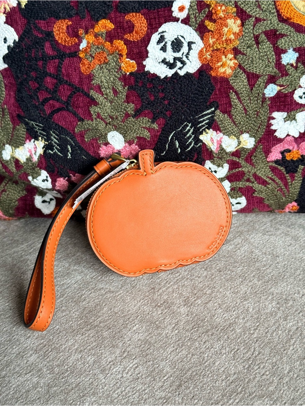 Coach Pumpkin Wristlet Coin Case - Orange NWT